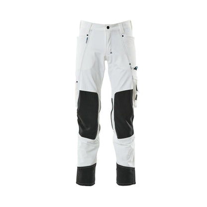 Pantaloni cu buzunare la genunchi, stretch, pantaloni ușori, albi