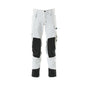 Pantaloni cu buzunare la genunchi, stretch, pantaloni ușori, albi