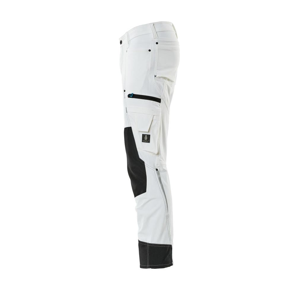 Pantaloni cu buzunare la genunchi, stretch, pantaloni ușori, albi
