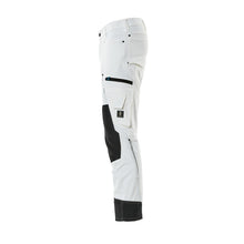 Pantaloni cu buzunare la genunchi, stretch, pantaloni ușori, albi