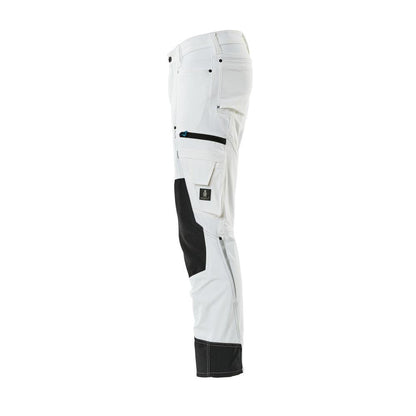 Pantaloni cu buzunare la genunchi, stretch, pantaloni ușori, albi