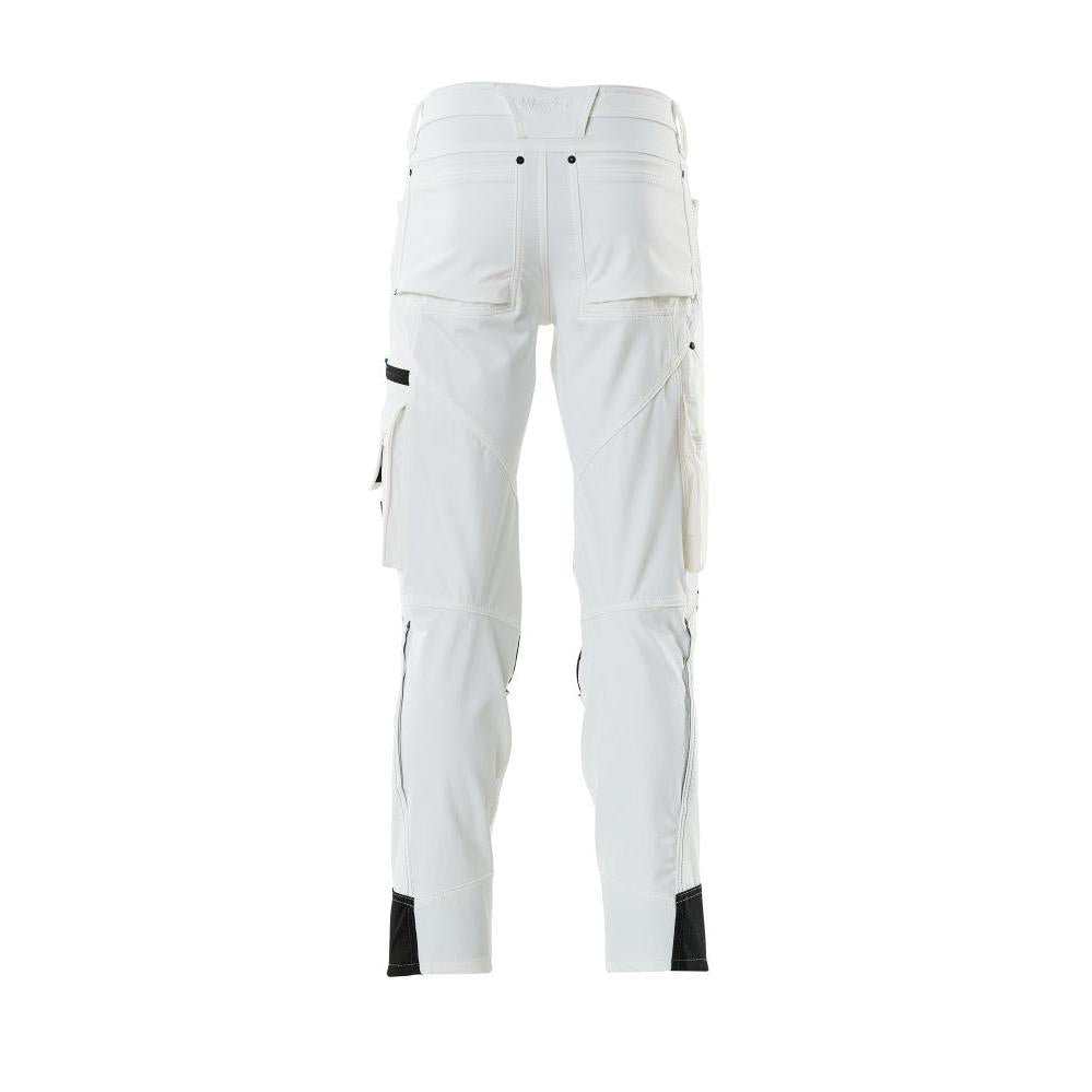 Pantaloni cu buzunare la genunchi, stretch, pantaloni ușori, albi