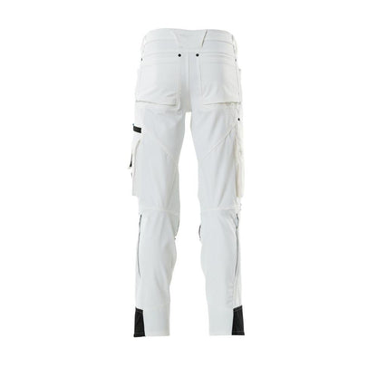 Pantaloni cu buzunare la genunchi, stretch, pantaloni ușori, albi