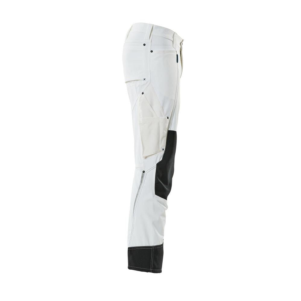 Pantaloni cu buzunare la genunchi, stretch, pantaloni ușori, albi