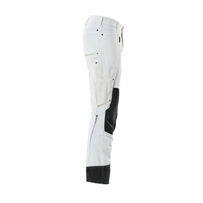 Pantaloni cu buzunare la genunchi, stretch, pantaloni ușori, albi