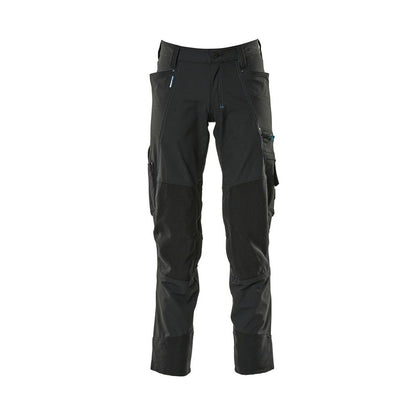 Pantaloni cu buzunare pentru genunchi, stretch, pantaloni usori, negri