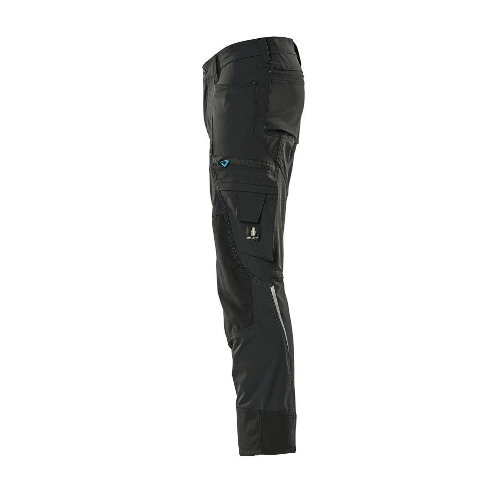 Pantaloni cu buzunare pentru genunchi, stretch, pantaloni usori, negri