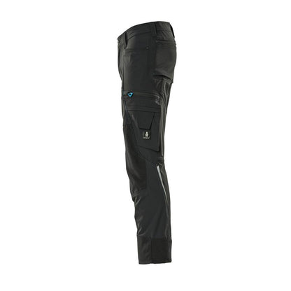 Pantaloni cu buzunare pentru genunchi, stretch, pantaloni usori, negri
