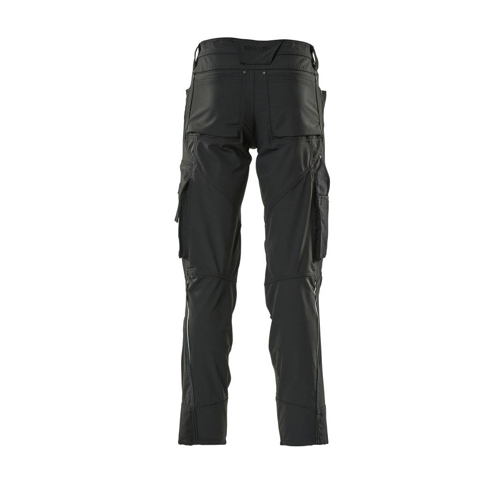 Pantaloni cu buzunare pentru genunchi, stretch, pantaloni usori, negri