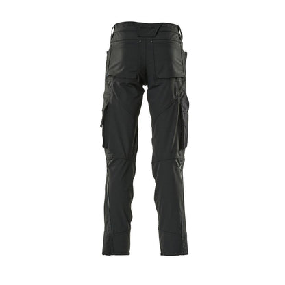 Pantaloni cu buzunare pentru genunchi, stretch, pantaloni usori, negri