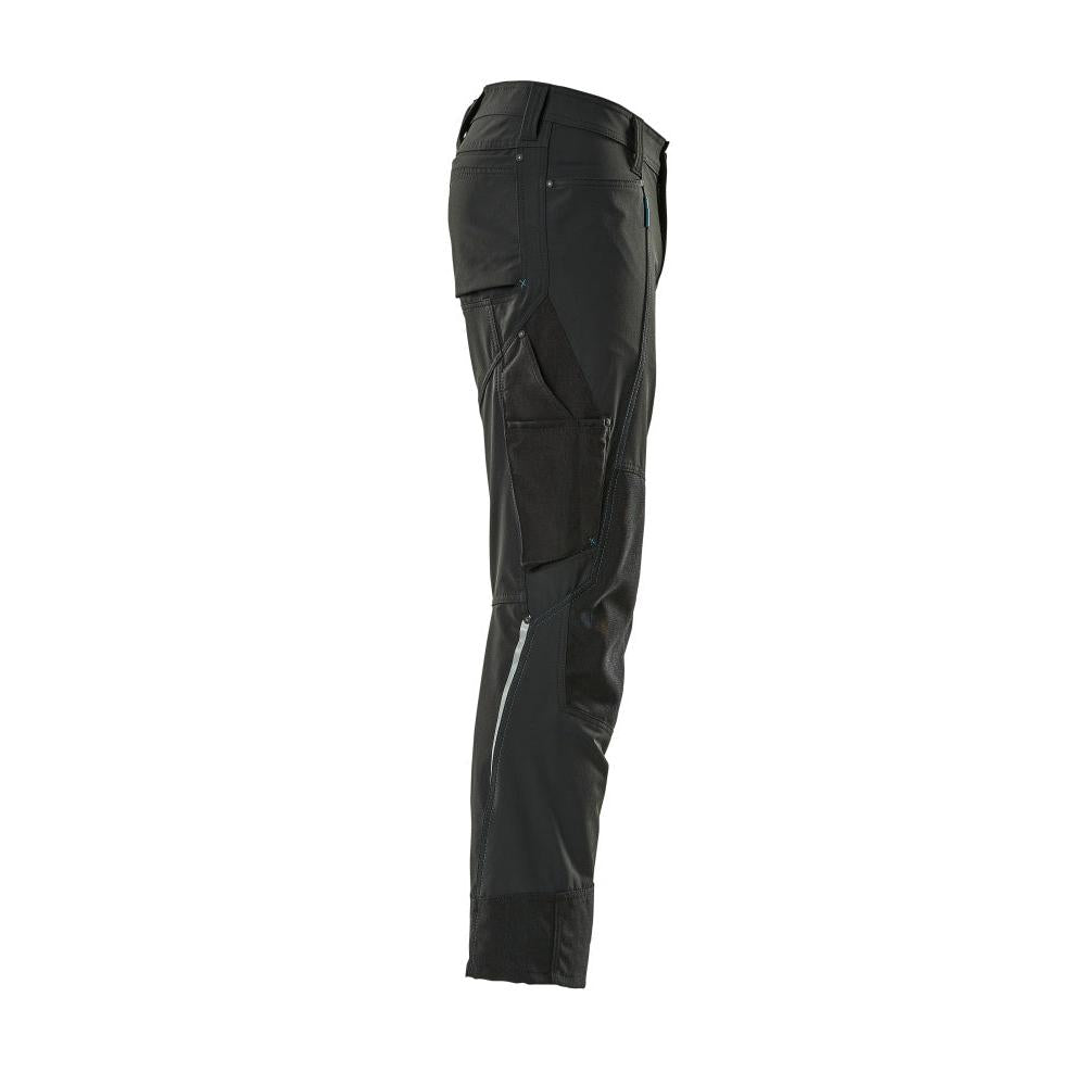 Pantaloni cu buzunare pentru genunchi, stretch, pantaloni usori, negri