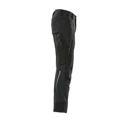 Pantaloni cu buzunare pentru genunchi, stretch, pantaloni usori, negri