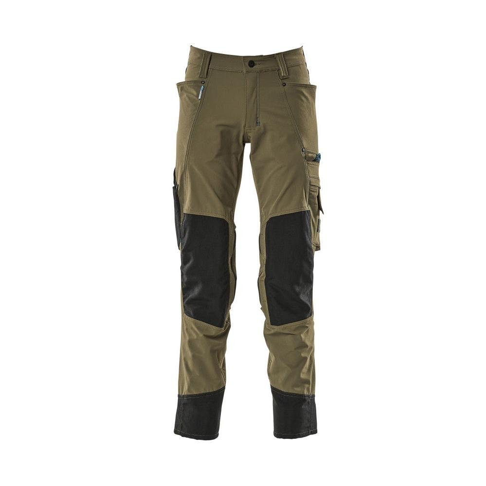 Pantaloni cu buzunare pentru genunchi, stretch, pantaloni lejeri, verde muschi