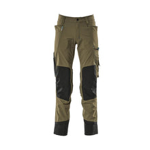 Pantaloni cu buzunare pentru genunchi, stretch, pantaloni lejeri, verde muschi