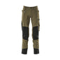 Pantaloni cu buzunare pentru genunchi, stretch, pantaloni lejeri, verde muschi