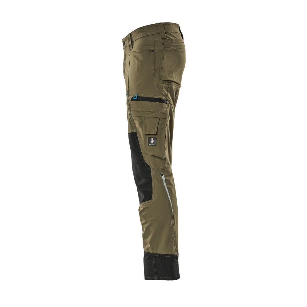Pantaloni cu buzunare pentru genunchi, stretch, pantaloni lejeri, verde muschi
