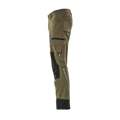 Pantaloni cu buzunare pentru genunchi, stretch, pantaloni lejeri, verde muschi