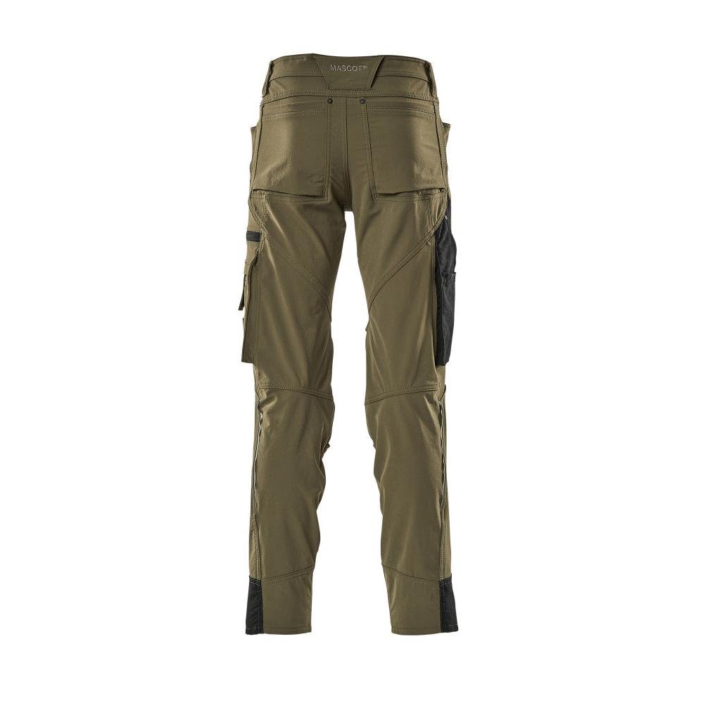 Pantaloni cu buzunare pentru genunchi, stretch, pantaloni lejeri, verde muschi