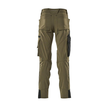 Pantaloni cu buzunare pentru genunchi, stretch, pantaloni lejeri, verde muschi