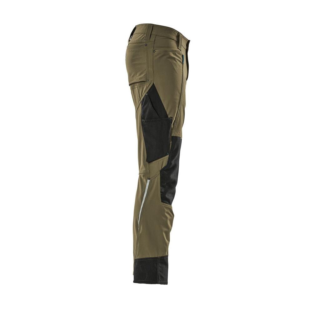 Pantaloni cu buzunare pentru genunchi, stretch, pantaloni lejeri, verde muschi