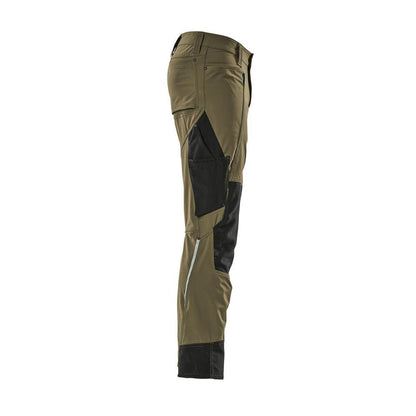 Pantaloni cu buzunare pentru genunchi, stretch, pantaloni lejeri, verde muschi