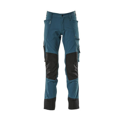 Pantaloni cu buzunare pentru genunchi, stretch, pantaloni lejeri, petrol inchis