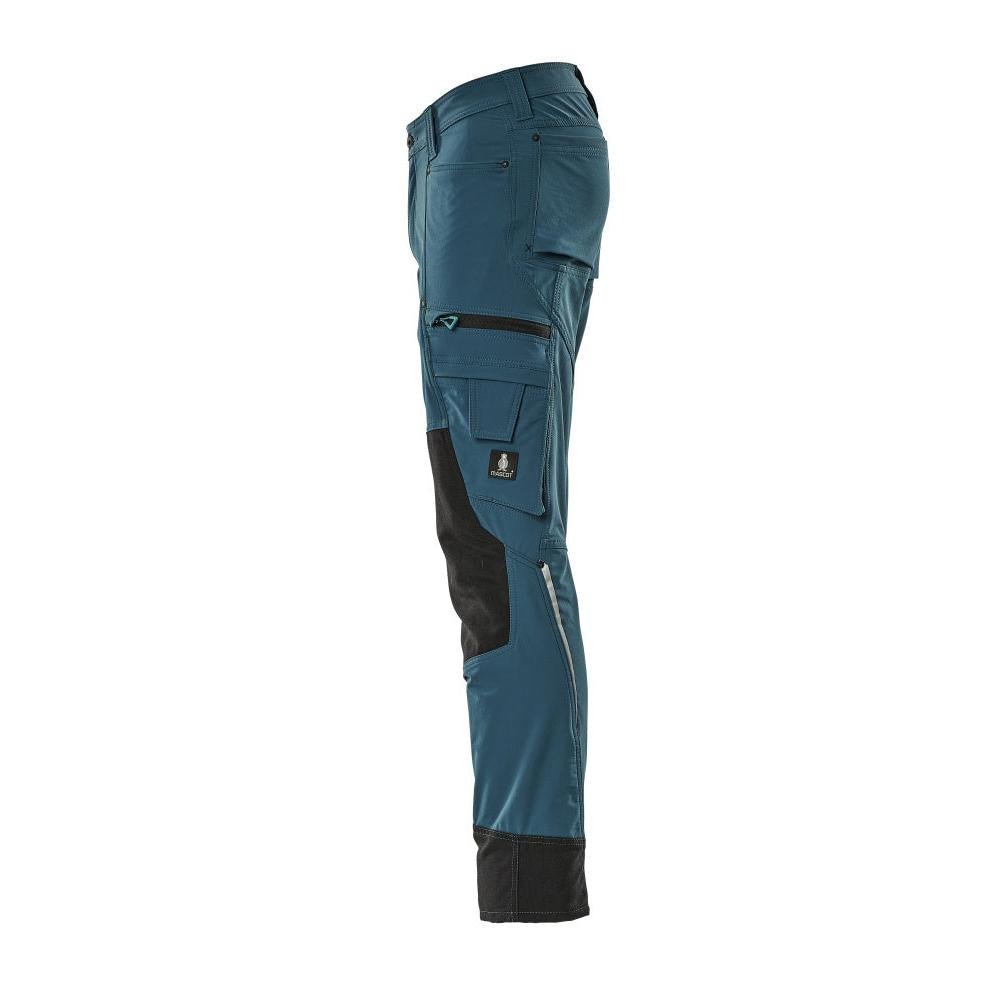 Pantaloni cu buzunare pentru genunchi, stretch, pantaloni lejeri, petrol inchis