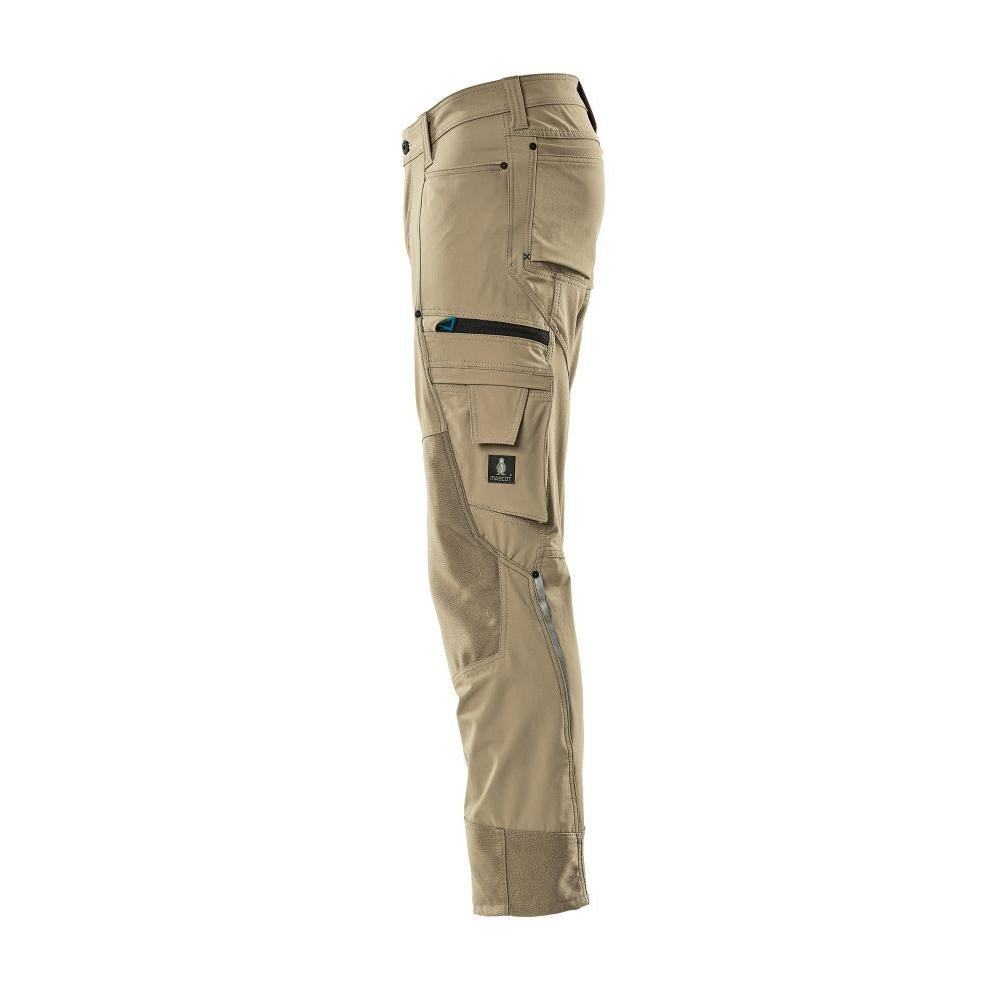 Pantaloni cu buzunare pentru genunchi, stretch, pantaloni lejeri, kaki deschis