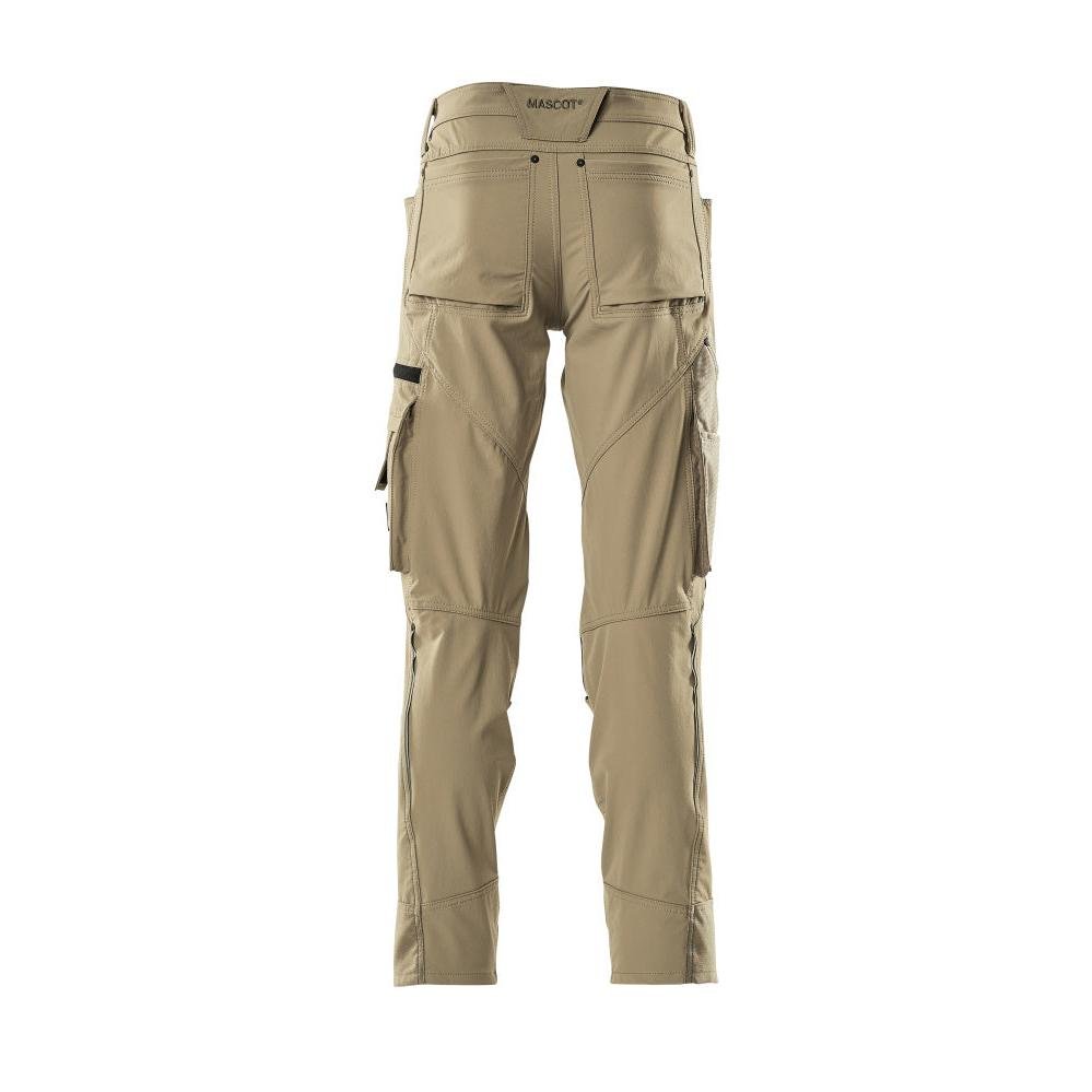 Pantaloni cu buzunare pentru genunchi, stretch, pantaloni lejeri, kaki deschis