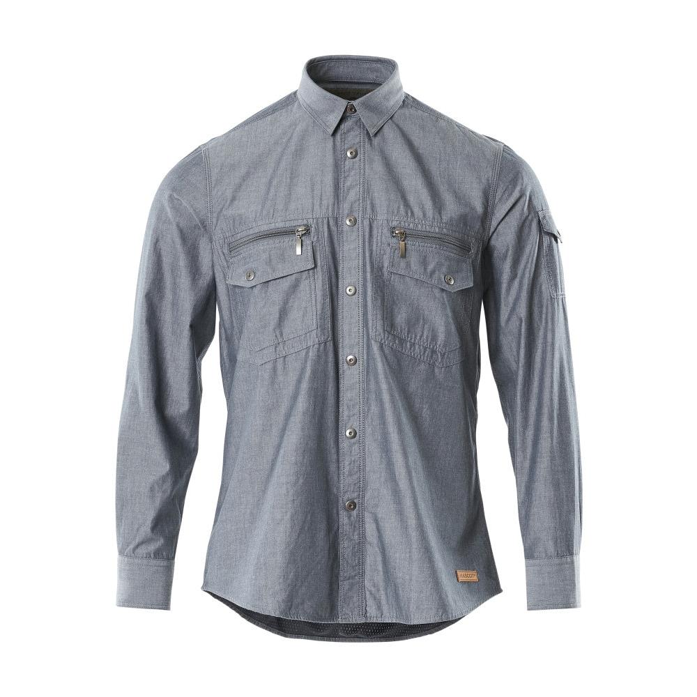 Cămașă Chambray cu căptușeală din plasă, denim închis spălat