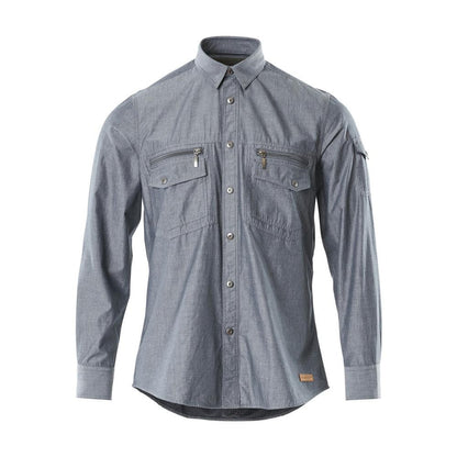 Cămașă Chambray cu căptușeală din plasă, denim închis spălat
