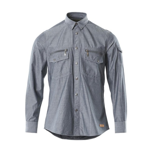 Cămașă Chambray cu căptușeală din plasă, denim închis spălat