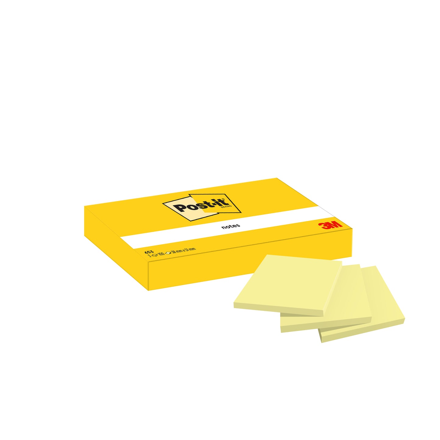 Eine gelbe Box Post-it® Notes (38 x 51 mm, gelb) von 3M Deutschland GmbH mit drei Blöcken auf der Vorderseite. Enthält 12 Blöcke/Packung (100 Blatt/Block), in Kartonverpackung, PEFC-zertifiziert-idealer Bürobedarf für Notizen und Erinnerungen.