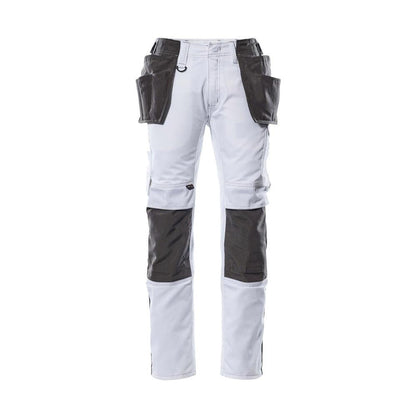 Pantaloni cu buzunare suspendate, pantaloni usori, alb/antracit inchis