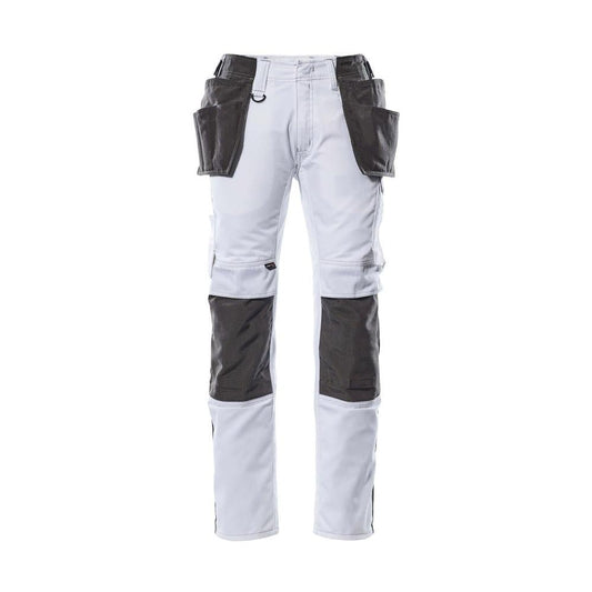 Pantaloni cu buzunare suspendate, pantaloni usori, alb/antracit inchis