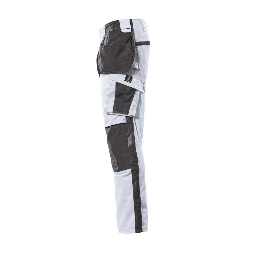 Pantaloni cu buzunare suspendate, pantaloni usori, alb/antracit inchis