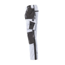 Pantaloni cu buzunare suspendate, pantaloni usori, alb/antracit inchis