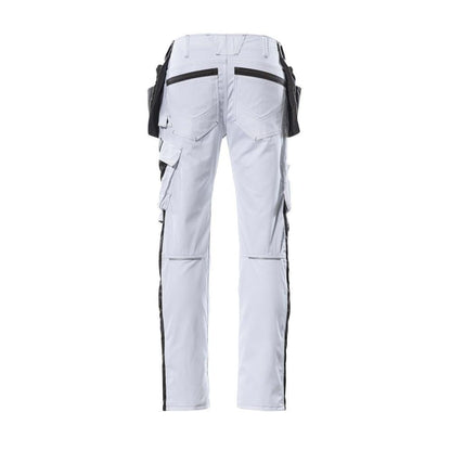 Pantaloni cu buzunare suspendate, pantaloni usori, alb/antracit inchis