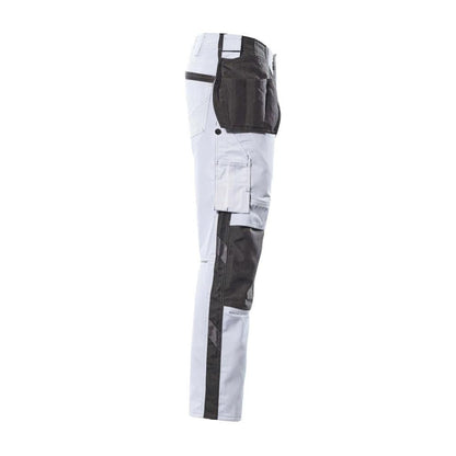 Pantaloni cu buzunare suspendate, pantaloni usori, alb/antracit inchis