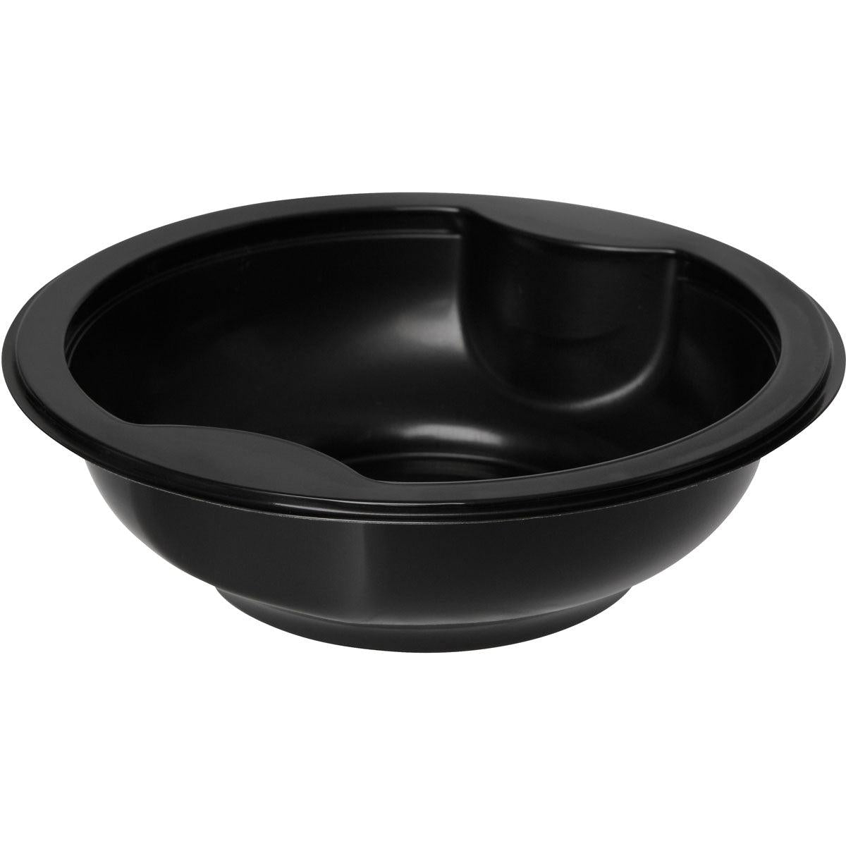 Duni GmbH Multi-Schale Schwarz PP+MIN 153x153 este un bol negru, rotund, cu două adâncituri plate pe margine - ideal pentru servirea separată a mâncărurilor în bucătăria cu boluri.