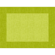 Ein Quadrat mit einem strukturierten Kreuzschraffurmuster in Gelb-Grün - ähnlich wie bei den Duni GmbH Dunicel-Tischsets 30 x 40 cm Linnea kiwi (100 Stück) - ist auf einem dunkleren grünen Hintergrund zentriert, mit einem kleinen weißen Symbol unten rechts.