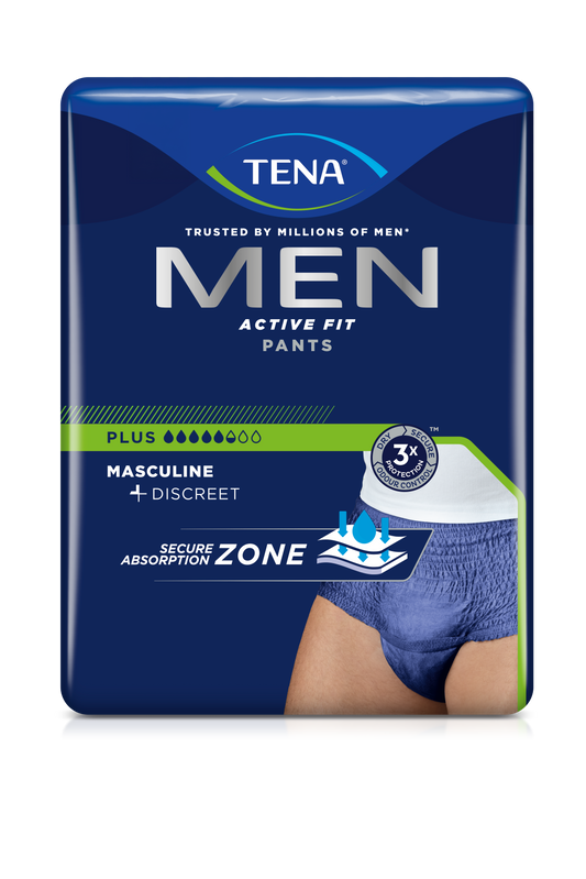 Pantaloni de potrivire activă pentru bărbați tena, plus pantaloni de incontinență, albastru