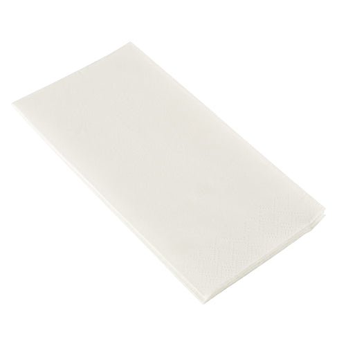 Un teanc de PAPSTAR șervețele 2-straturi, 33x33 cm, alb, pliere pe cap (250 bucăți) de la PAPSTAR GmbH este pliat ordonat în dreptunghiuri și plasat pe un fundal alb.