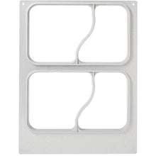 Die Kassette DF15/25 2-Komp. f. PP/M BK Menüschale 1146 ml von Duni GmbH verfügt über zwei große rechteckige Fächer mit geschwungenen Trennwänden, abgerundeten Ecken, gebürsteter Struktur und zwei Schraublöchern in den oberen Ecken - perfekt für Gastronomie oder Catering.