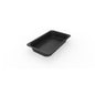 Un castron de meniu GN 1/4 negru de la Duni GmbH (PP negru, 265x162x40 mm) cu margini ridicate este gol pe un fundal alb, văzut de sus - ideal pentru utilizarea în gastronomie. Ambalaj: 225 bucăți.