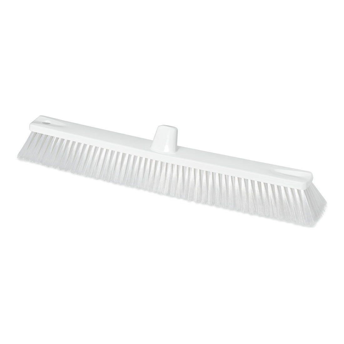 Der Nölle Profi Brush HACCP-Großflächenbesen von Nölle Profi Brush Bürsten- & Pinseltechnik e.K. verfügt über einen weißen Kopf mit 0,50 mm harten Borsten und einer zentralen Buchse, ideal für die effiziente Bodenreinigung in HACCP-regulierten Umgebungen.