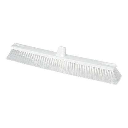 Der Nölle Profi Brush HACCP-Großflächenbesen von Nölle Profi Brush Bürsten- & Pinseltechnik e.K. verfügt über einen weißen Kopf mit 0,50 mm harten Borsten und einer zentralen Buchse, ideal für die effiziente Bodenreinigung in HACCP-regulierten Umgebungen.