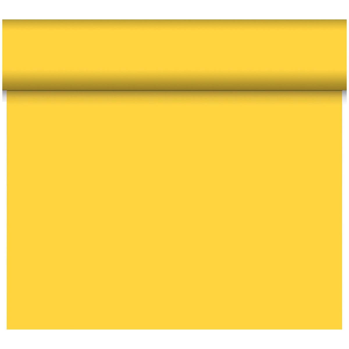 O față de masă Dunicel Tête-à-Tête parțial desfășurată 24 m x 0,4 m (20 secțiuni) de la Duni GmbH aruncă o umbră moale pe suprafața sa netedă și uniform colorată - perfectă pentru o decorare stilată a mesei la următorul tău Tête-à-Tête.