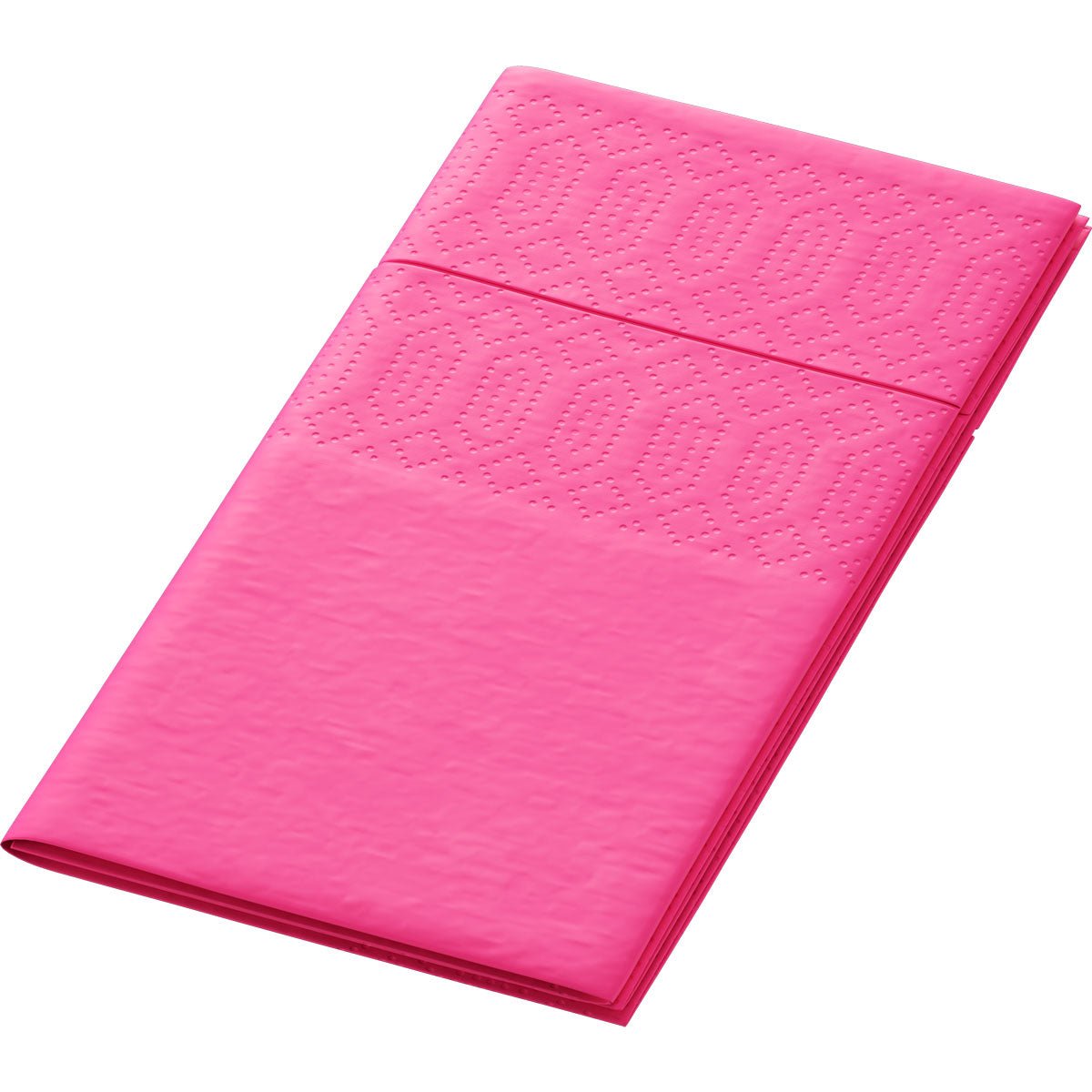 Un pachet cu 250 de șervețele fuchsia de înaltă calitate Duni GmbH Zellt.Serv.33x33 3lg 1/8KF, pliate la 33x33 cm, cu suprafață texturată, modelată, pe un fundal alb.