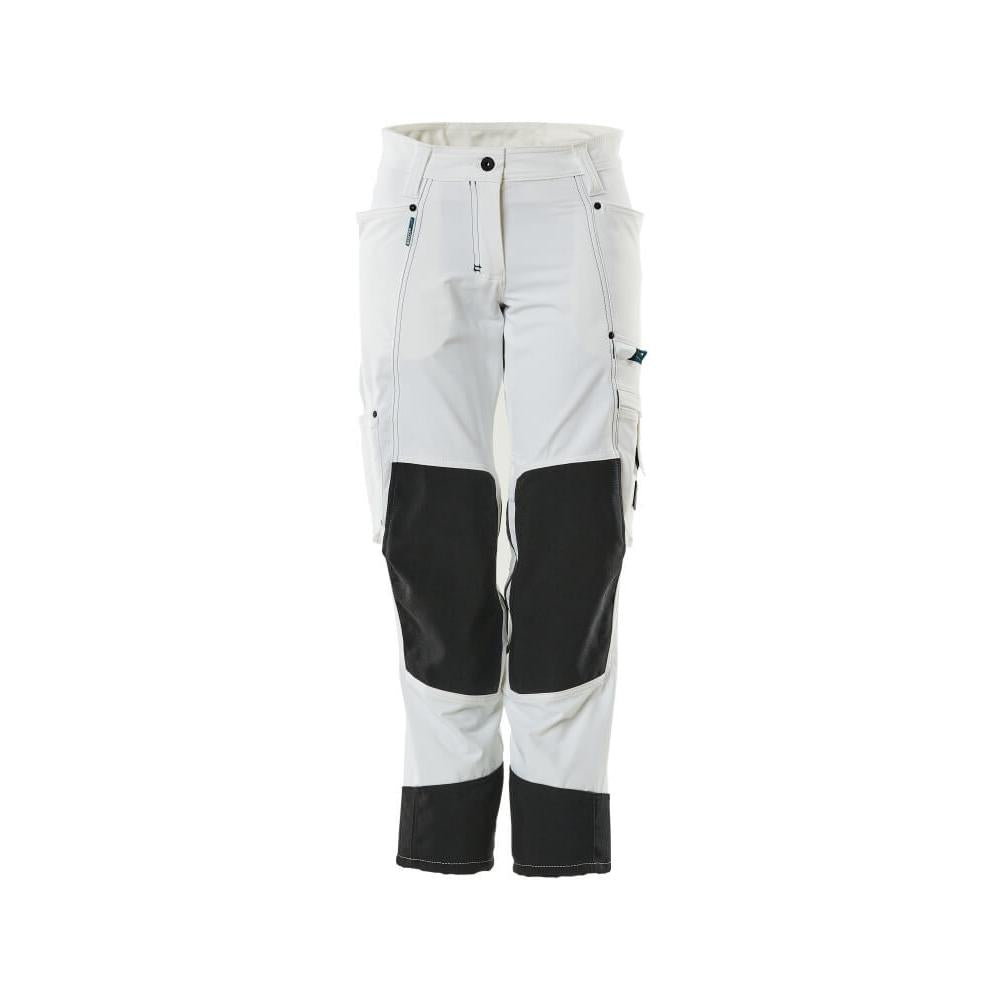 Pantaloni cu buzunare la genunchi, femei, pantaloni diamant, alb